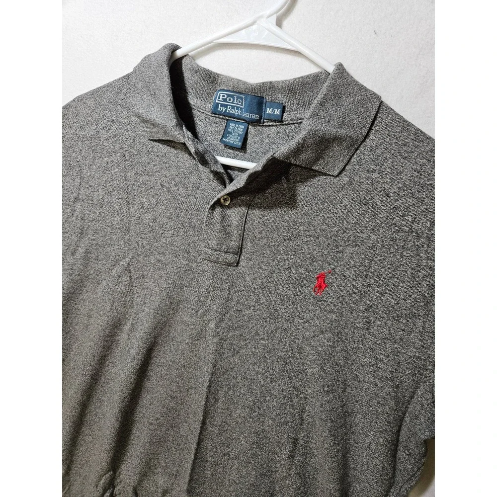 Polo Ralph Lauren Men's Short Sleeve Knit Polo Shirt Gray w/Red Pony Size MD EUC